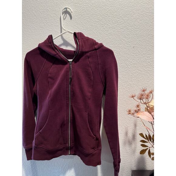 Lululemon Scuba Hoodie Size 4 Burgundy Zip Up Thick Cozy Athleisure Jacket - Picture 1 of 4